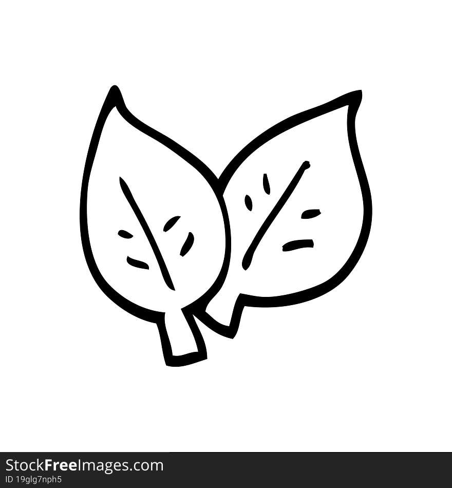 Line Drawing Cartoon Of Green Leaves