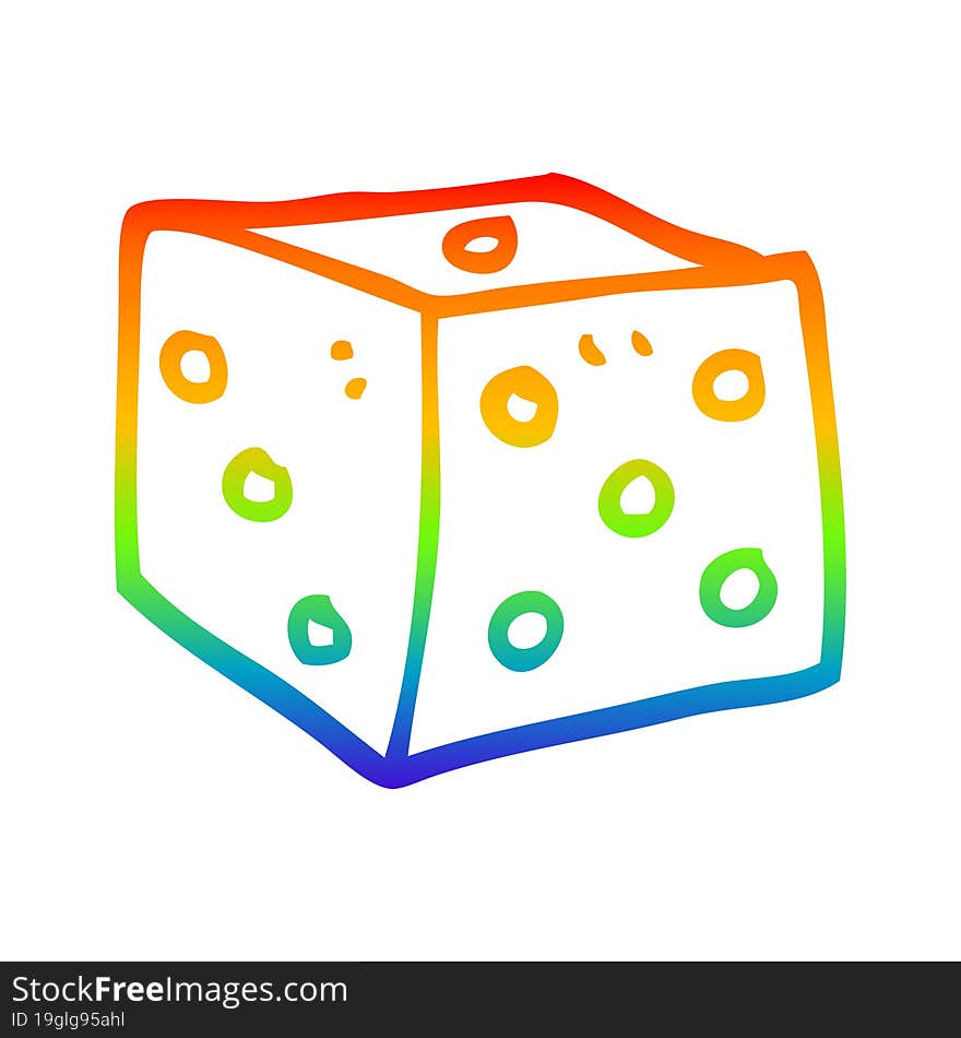 rainbow gradient line drawing cartoon classic dice