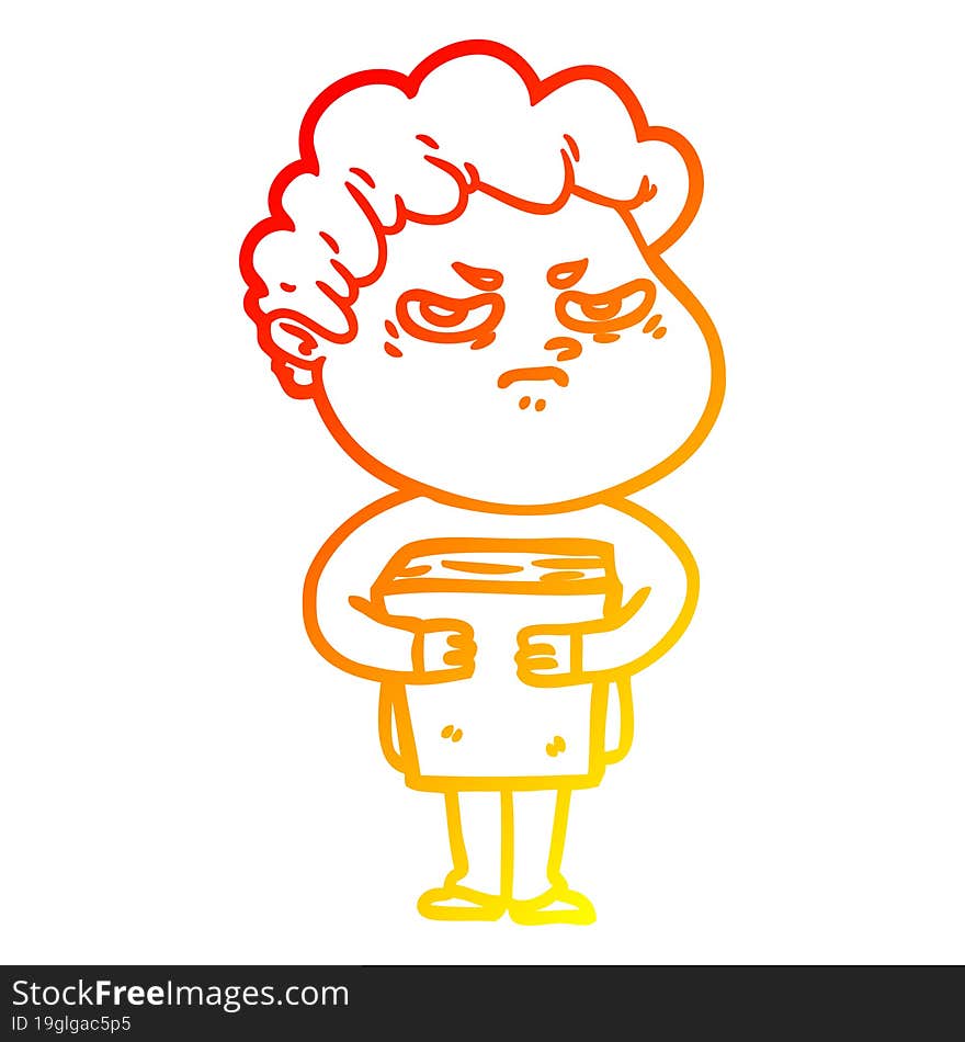 warm gradient line drawing cartoon angry man