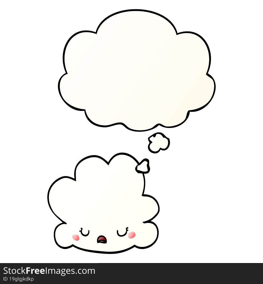 Cute Cartoon Cloud And Thought Bubble In Smooth Gradient Style