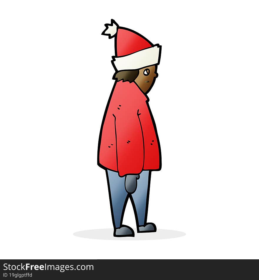 cartoon person in winter clothes