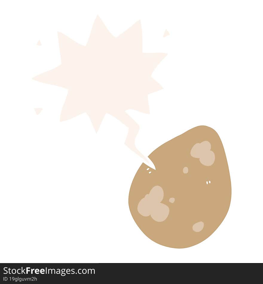 cartoon egg with speech bubble in retro style