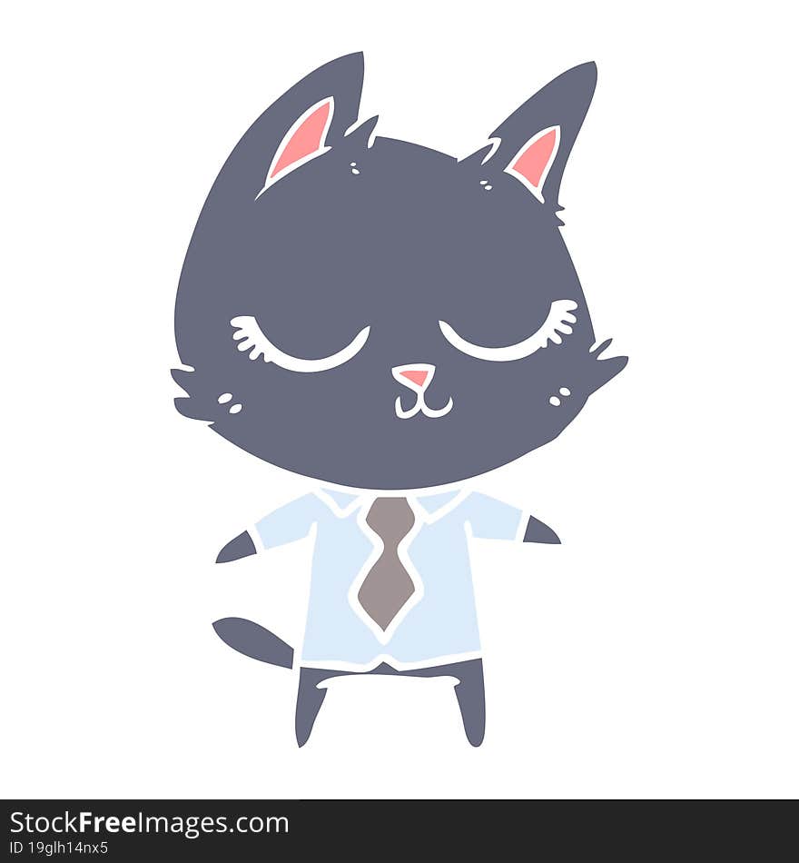 calm flat color style cartoon cat