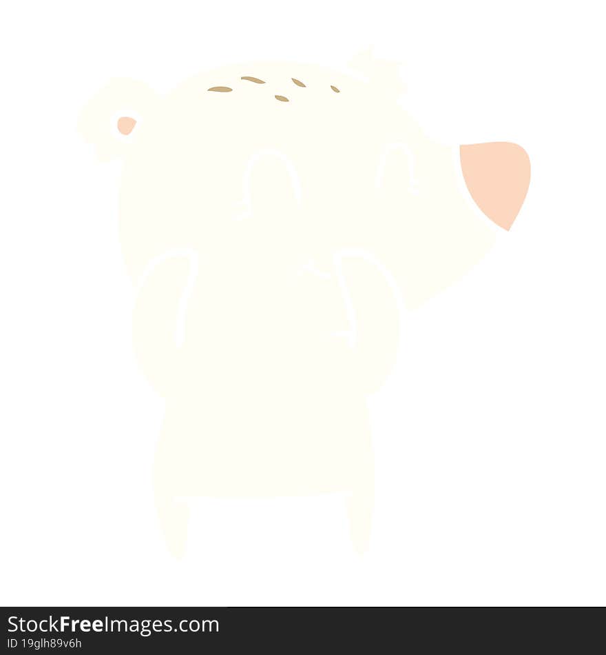 Giggling Polar Bear Flat Color Style Cartoon