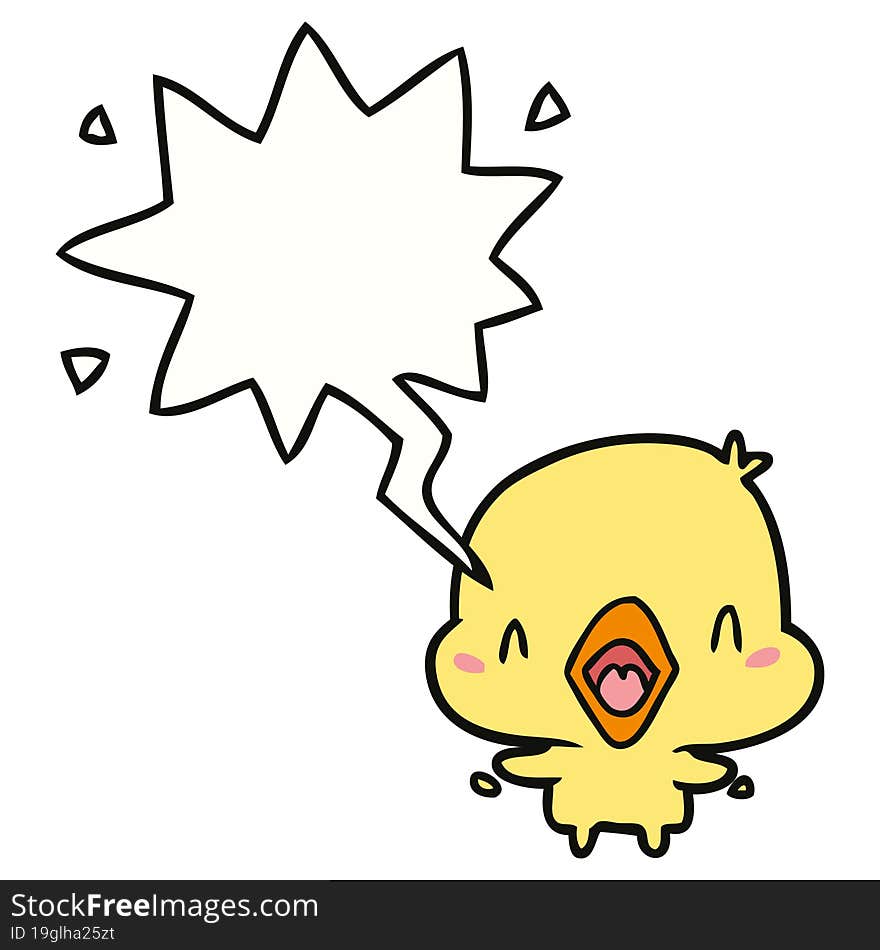 cartoon happy bird with speech bubble. cartoon happy bird with speech bubble