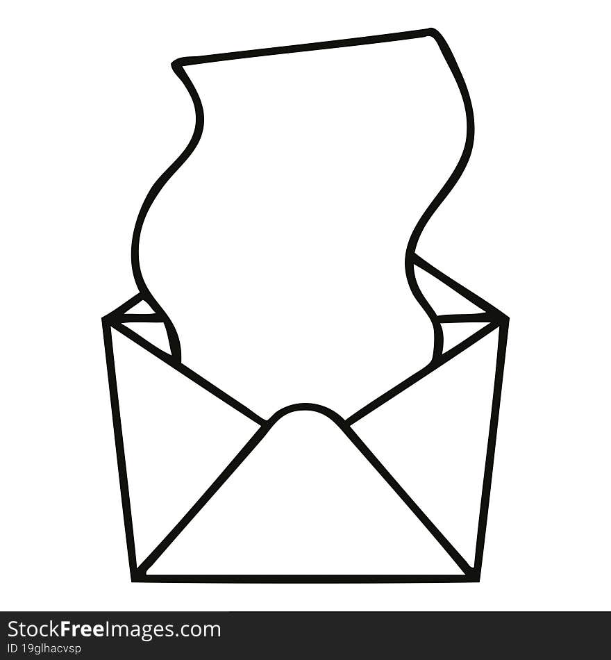 quirky line drawing cartoon letter and envelope