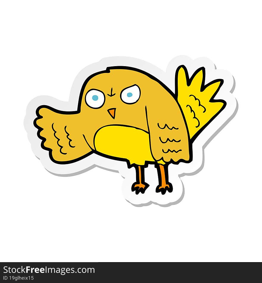 sticker of a angry cartoon bird