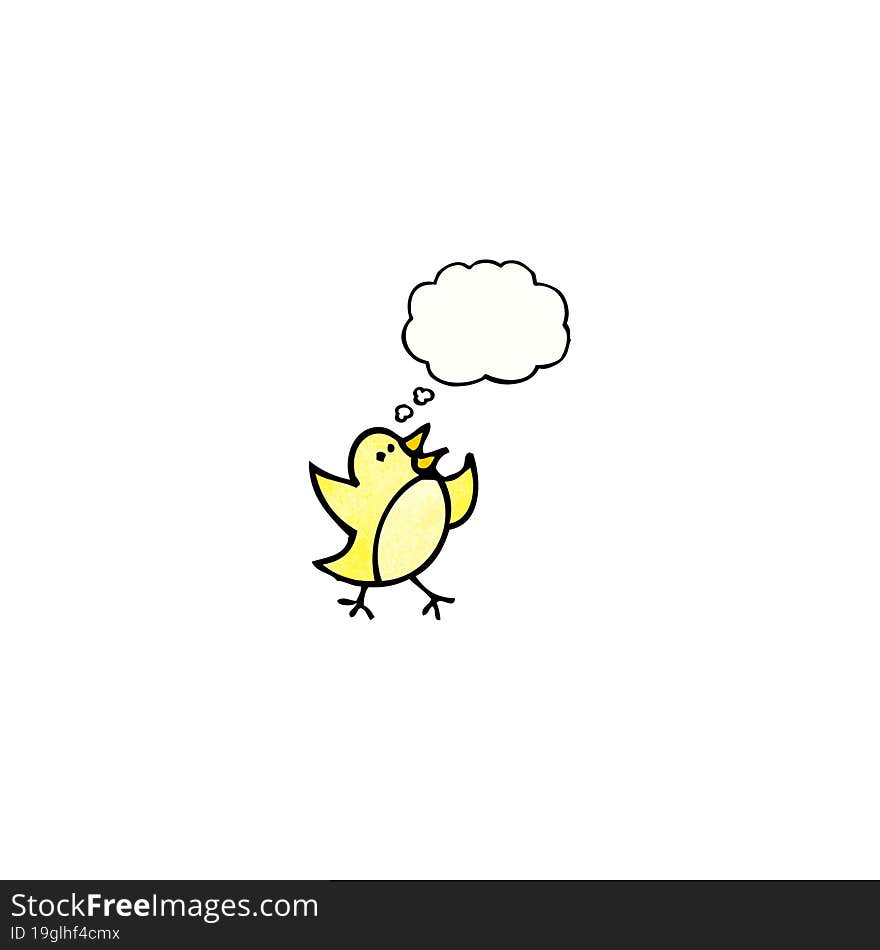 cartoon bird with thought bubble