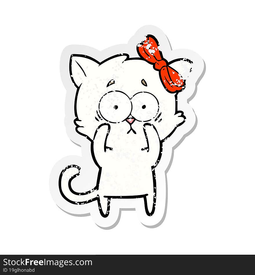 distressed sticker of a cartoon cat