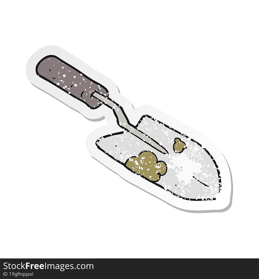 retro distressed sticker of a cartoon trowel