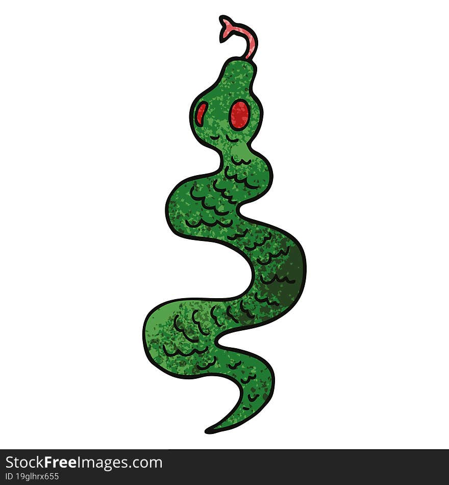 cartoon doodle green snake