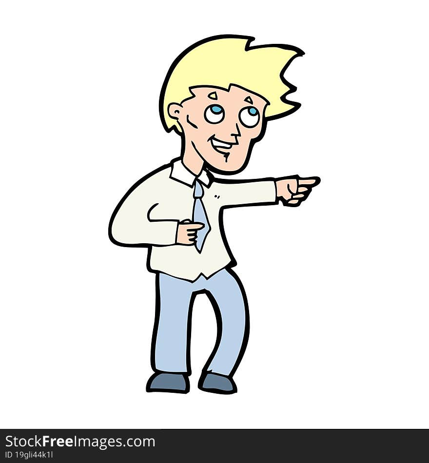 Cartoon Funny Office Man Pointing