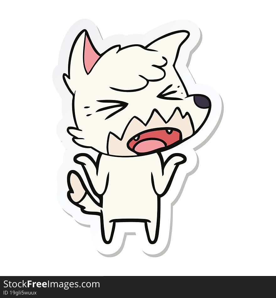 sticker of a angry cartoon fox