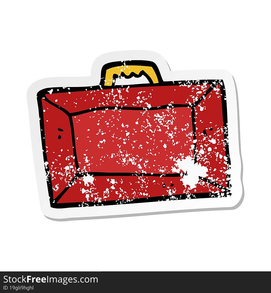 Distressed Sticker Of A Cartoon Briefcase