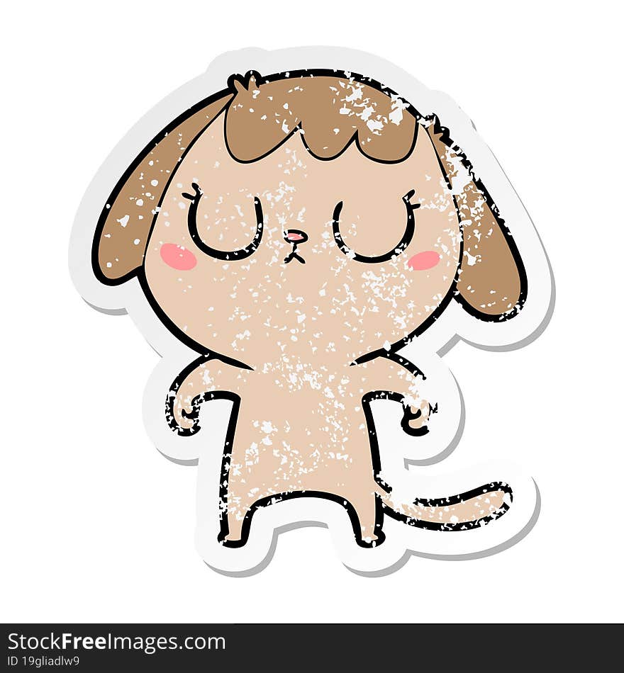 Distressed Sticker Of A Cute Cartoon Dog