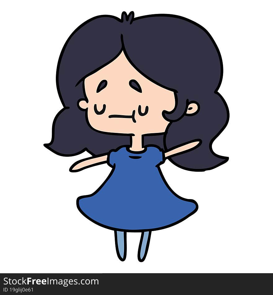 cartoon illustration of a cute kawaii girl. cartoon illustration of a cute kawaii girl