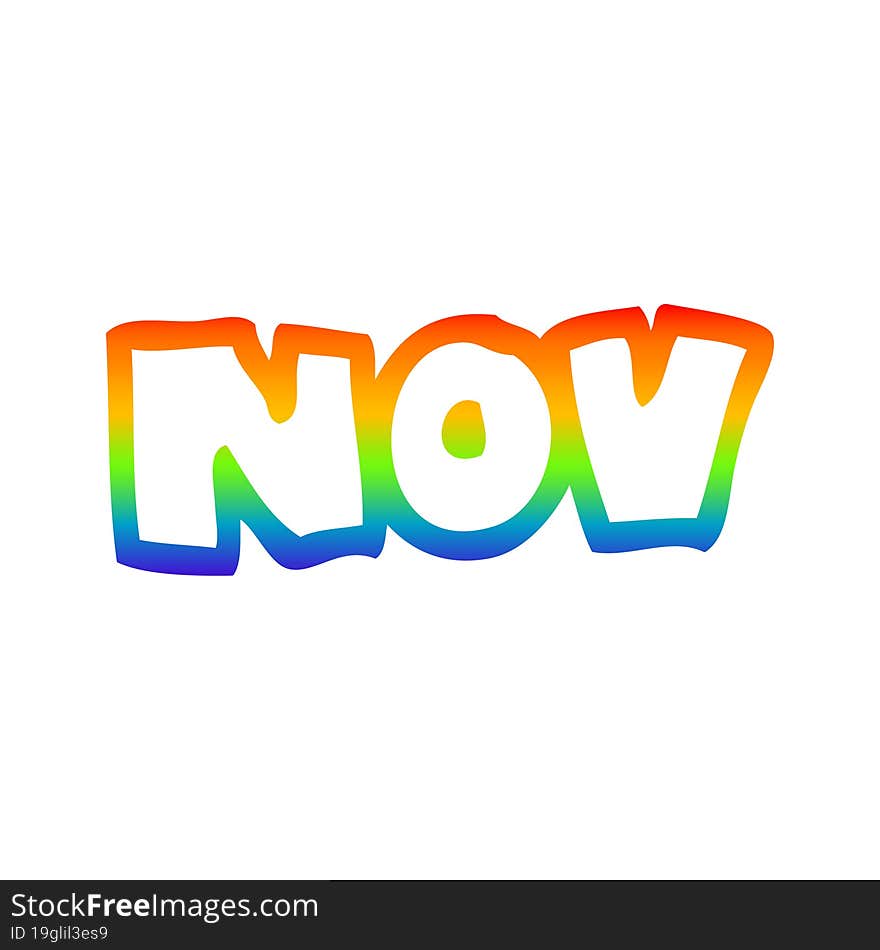 rainbow gradient line drawing of a cartoon month of november