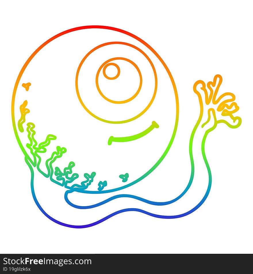 rainbow gradient line drawing cartoon eyeball