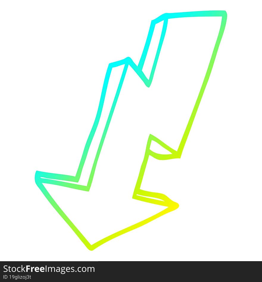 cold gradient line drawing cartoon lightning bolt