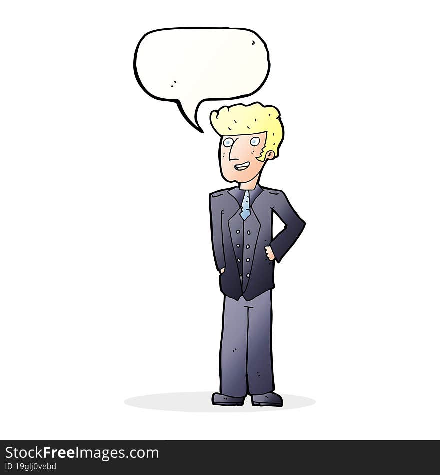 cartoon upperclass man with speech bubble