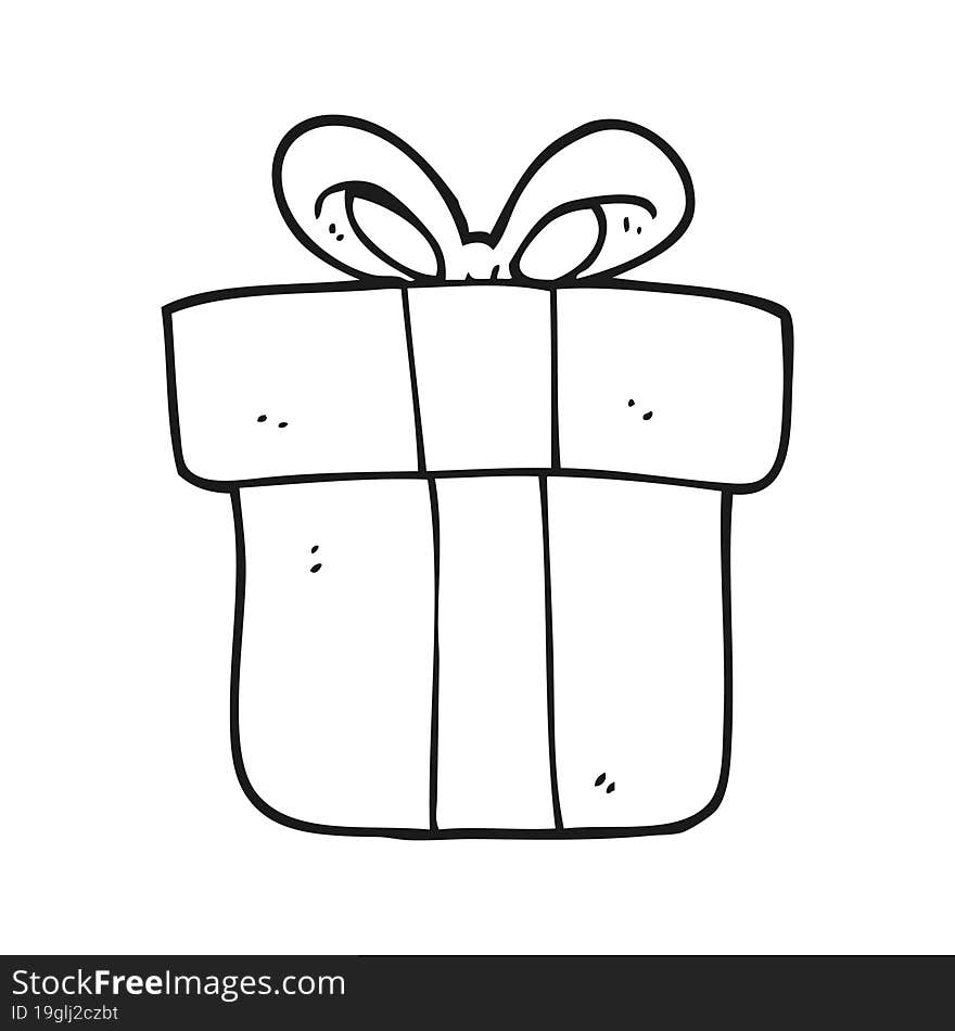 black and white cartoon christmas gift