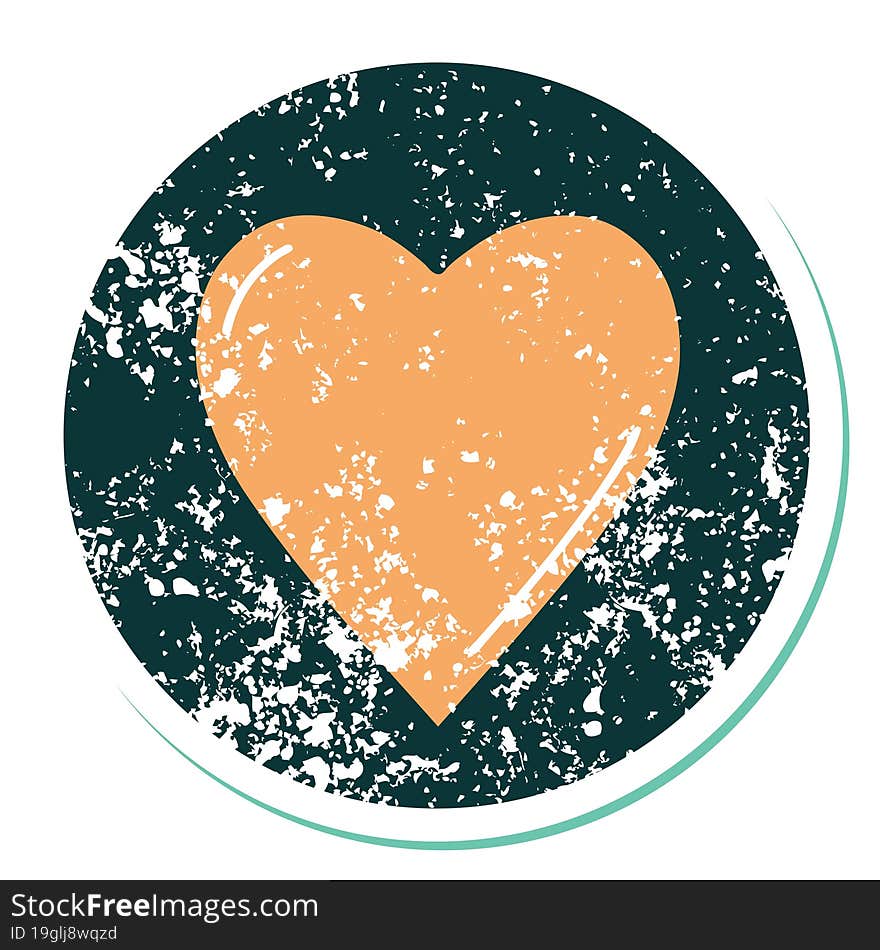 iconic distressed sticker tattoo style image of a heart. iconic distressed sticker tattoo style image of a heart