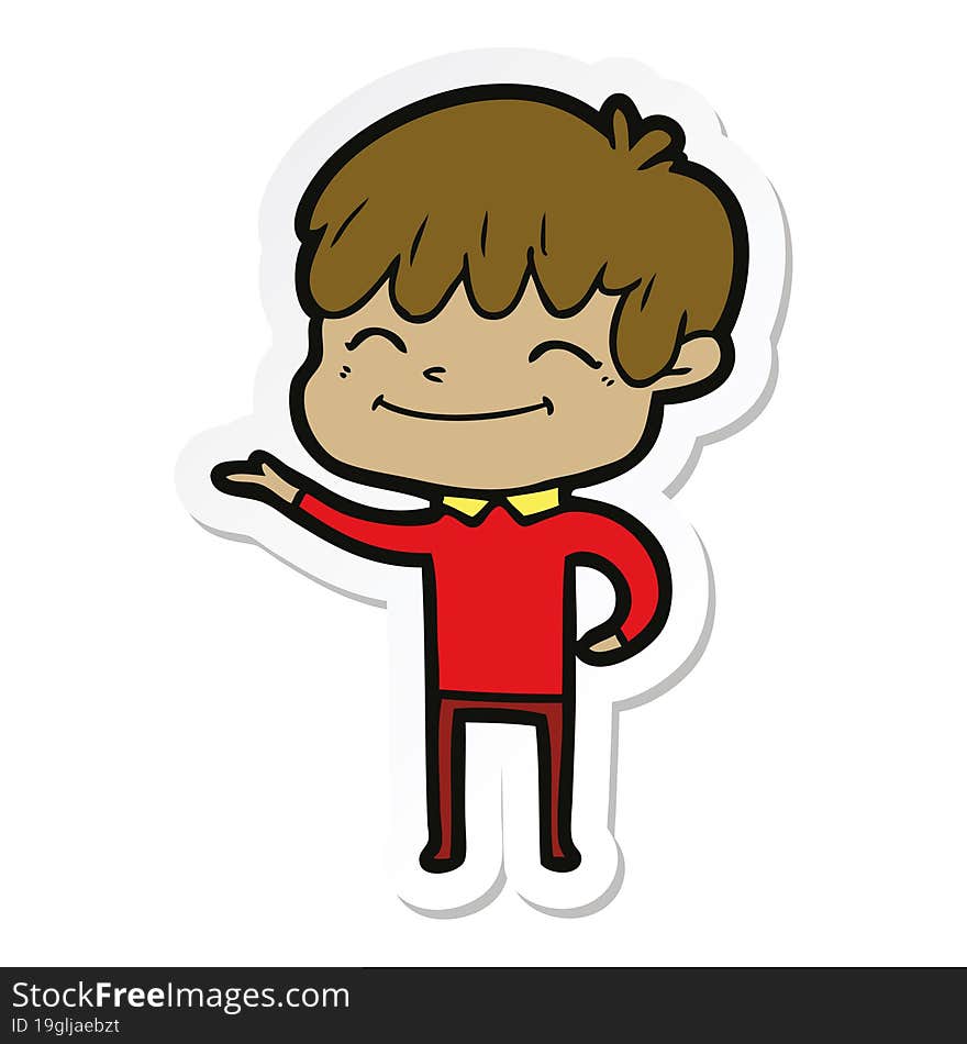 sticker of a cartoon happy boy