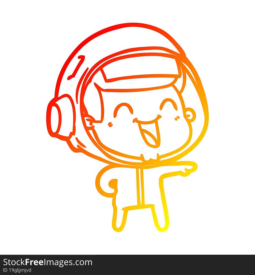 warm gradient line drawing of a happy cartoon astronaut