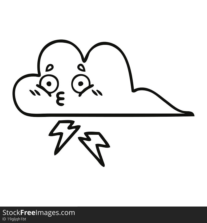 line drawing cartoon of a storm cloud