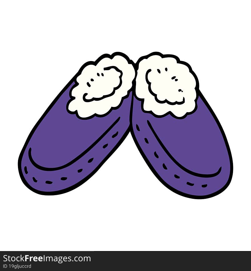 Cartoon Doodle Purple Slippers