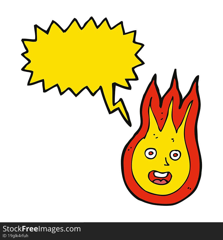 Cartoon Friendly Fireball With Speech Bubble