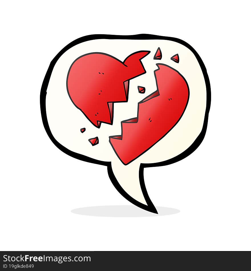 freehand drawn speech bubble cartoon broken heart