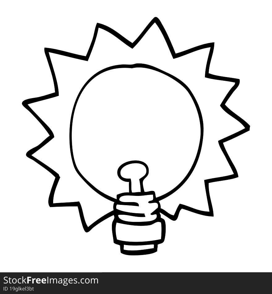 line drawing cartoon light bulb