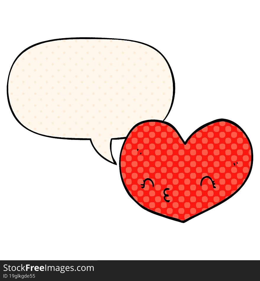 cartoon heart with face with speech bubble in comic book style. cartoon heart with face with speech bubble in comic book style