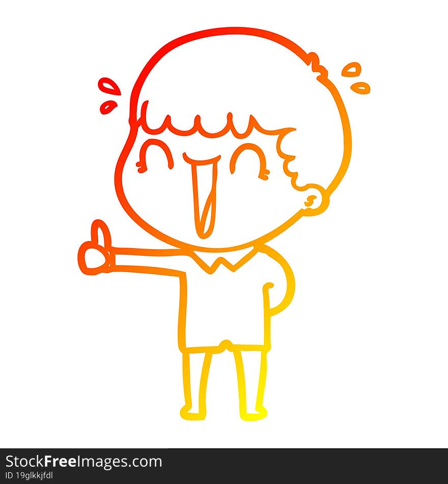 Warm Gradient Line Drawing Laughing Cartoon Man