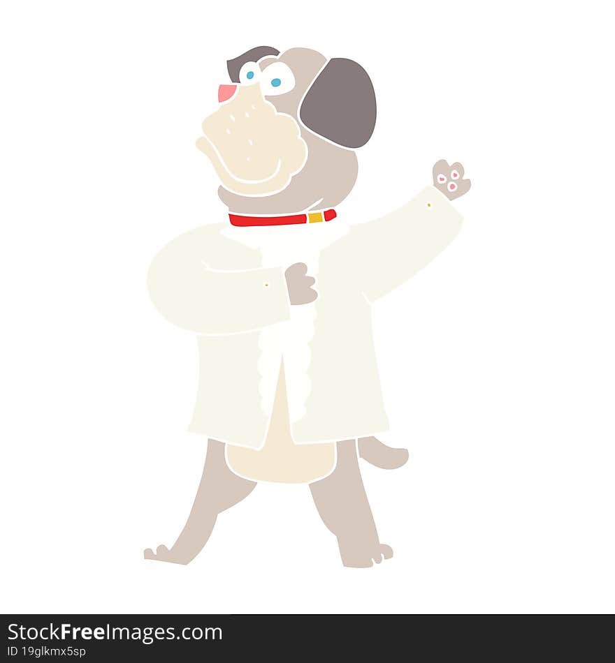 flat color illustration of dog in shirt. flat color illustration of dog in shirt