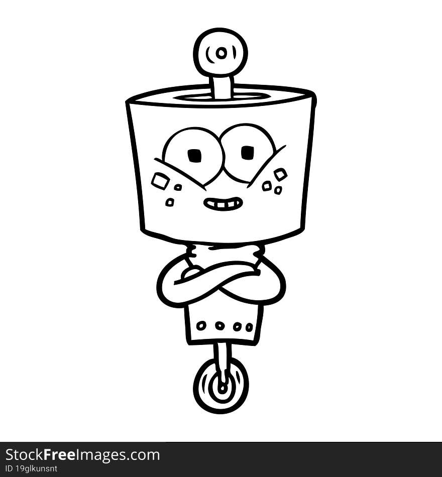 happy cartoon robot. happy cartoon robot