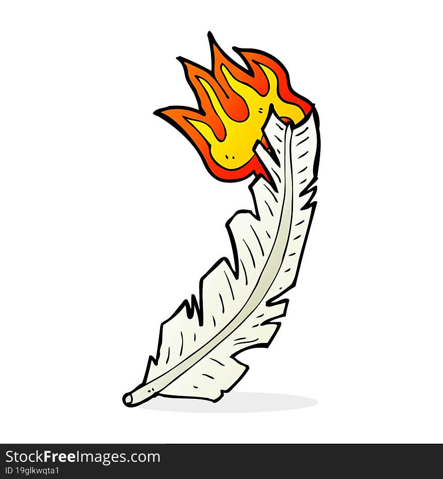 cartoon burning feather