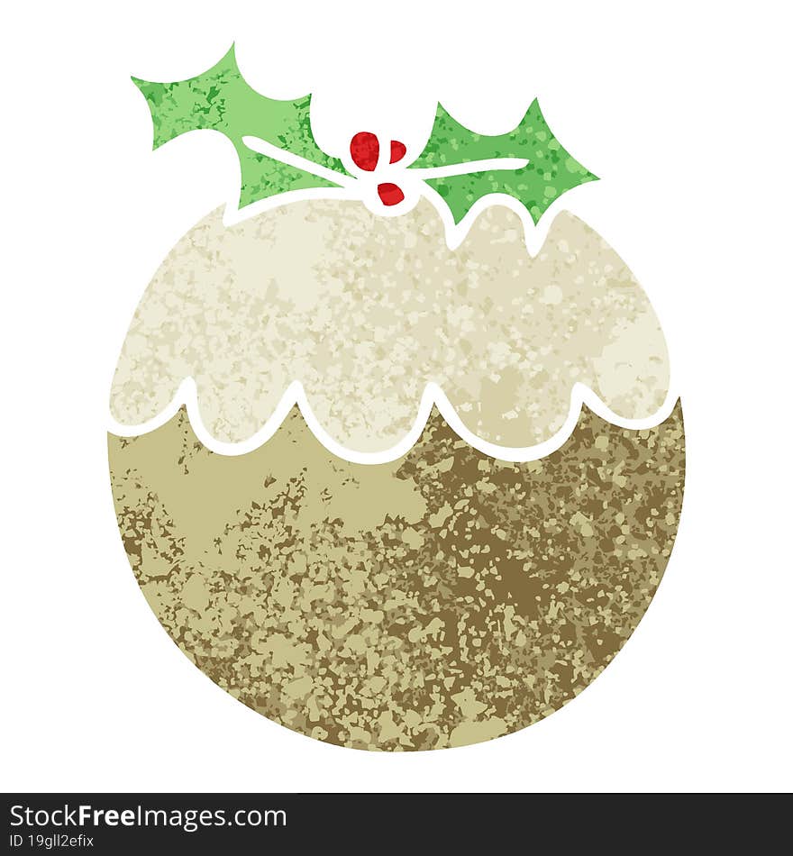 quirky retro illustration style cartoon christmas pudding