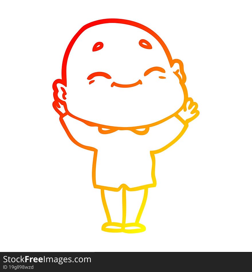 warm gradient line drawing cartoon happy bald man