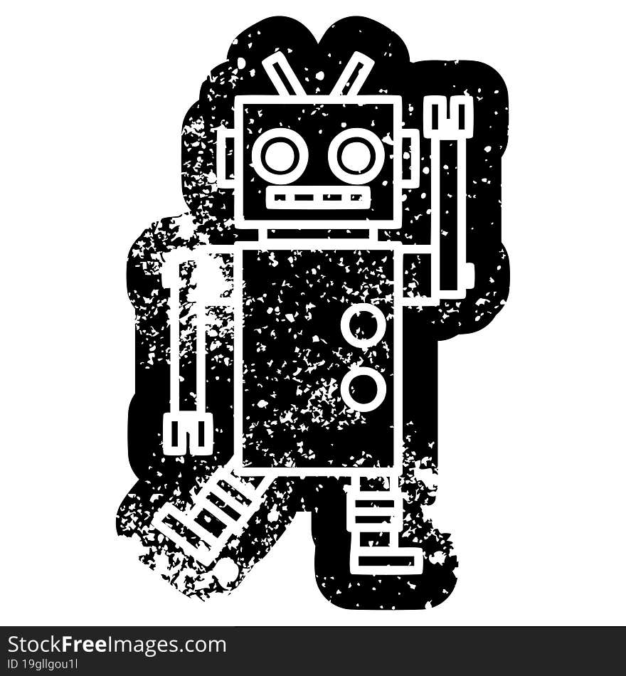 dancing robot distressed icon