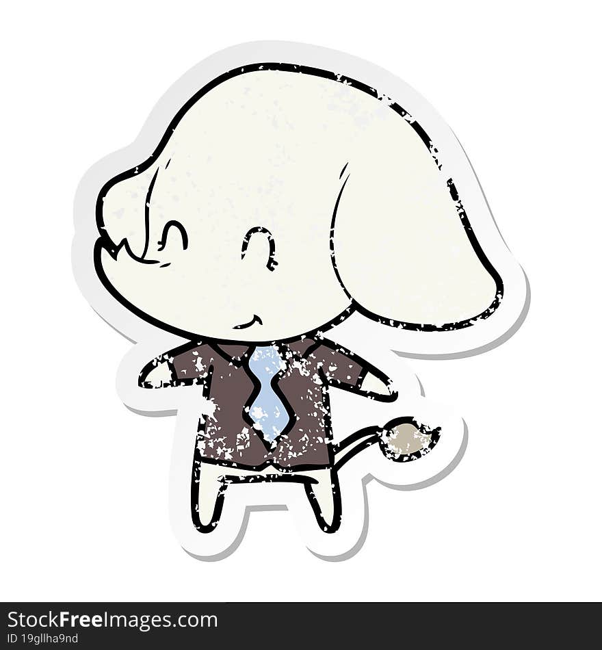 distressed sticker of a cute cartoon elephant boss