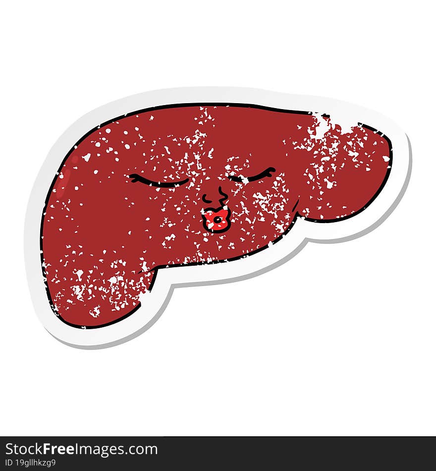 Distressed Sticker Of A Cartoon Pretty Liver