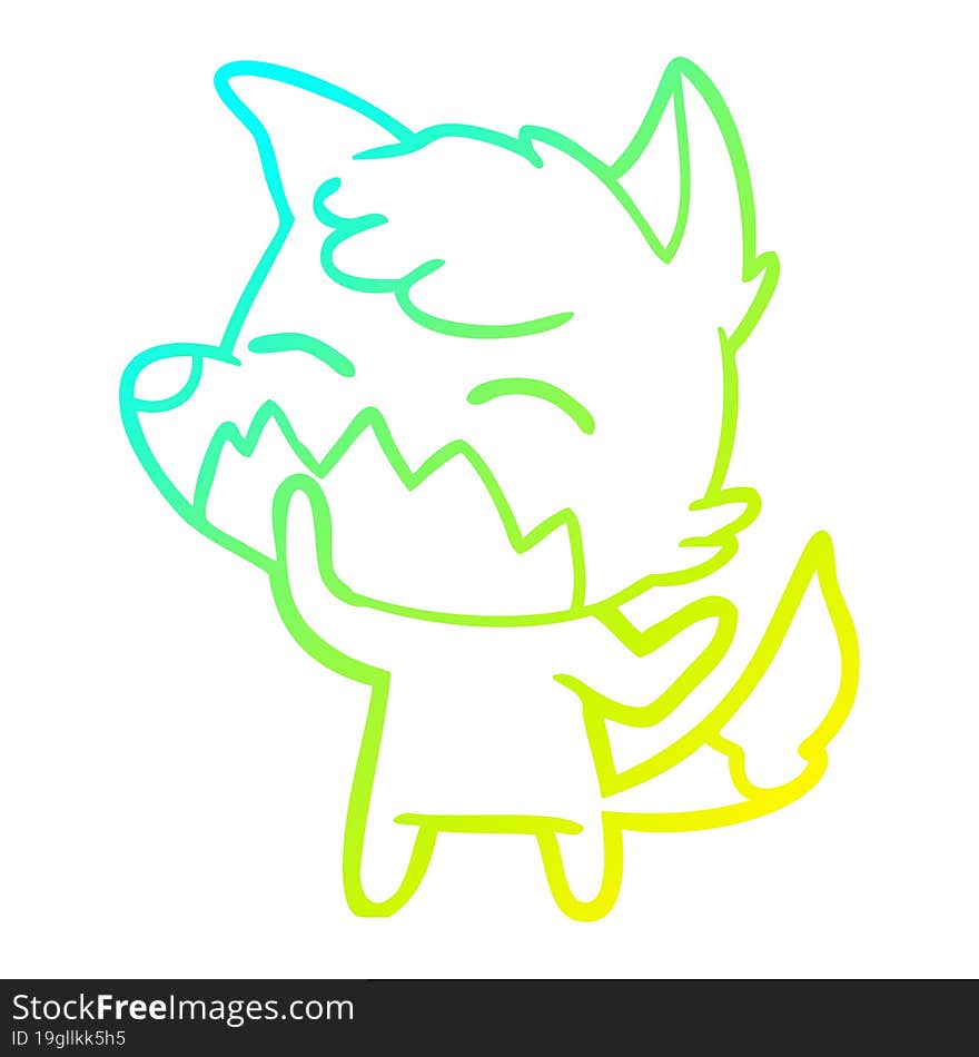 Cold Gradient Line Drawing Cartoon Fox