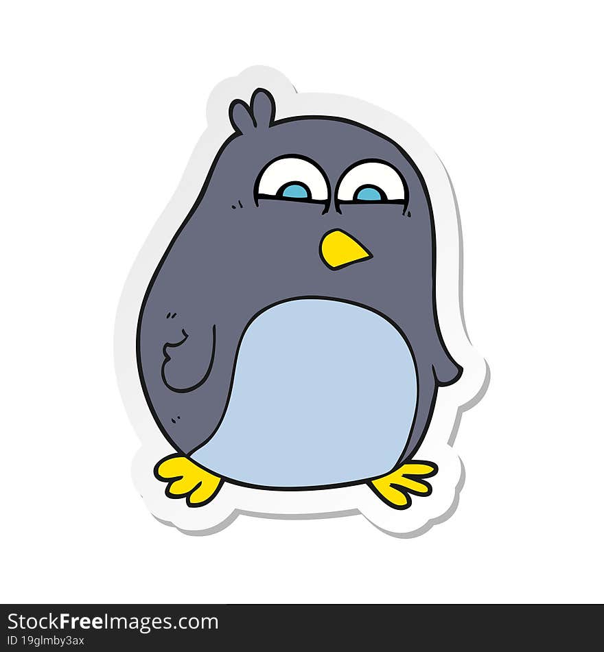 sticker of a cartoon penguin