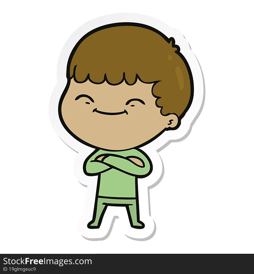 sticker of a cartoon happy boy