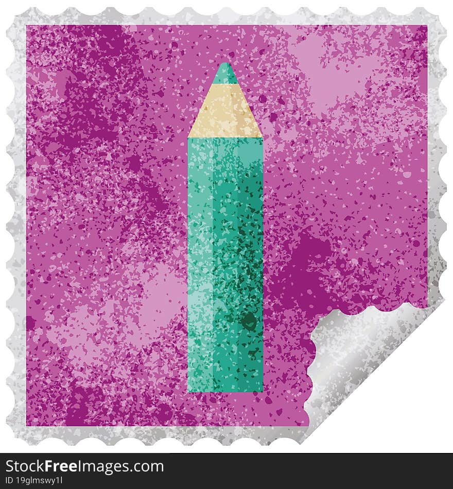 green coloring pencil graphic vector illustration square sticker stamp