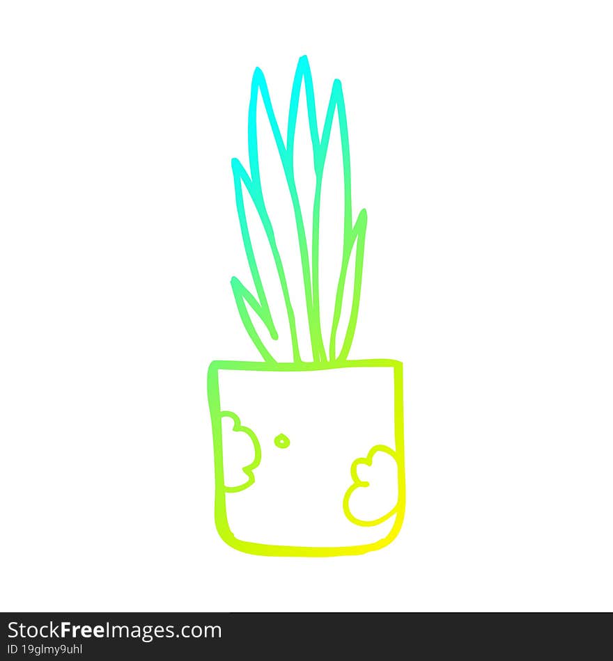 cold gradient line drawing cartoon house plant