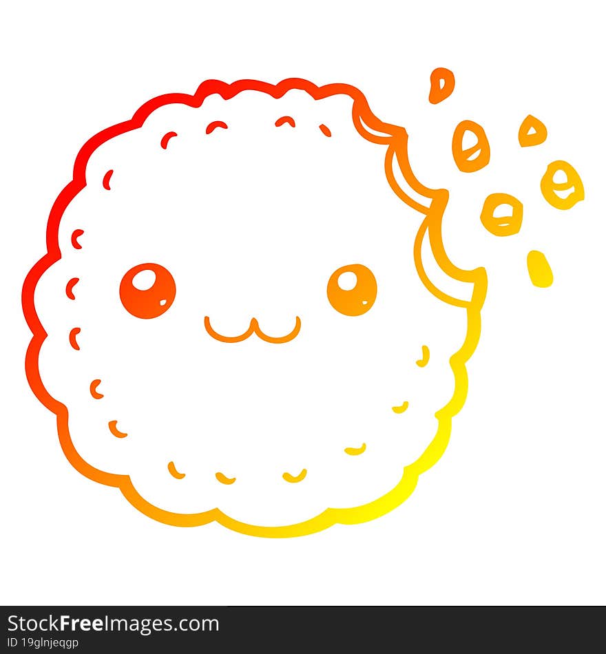 warm gradient line drawing cartoon biscuit