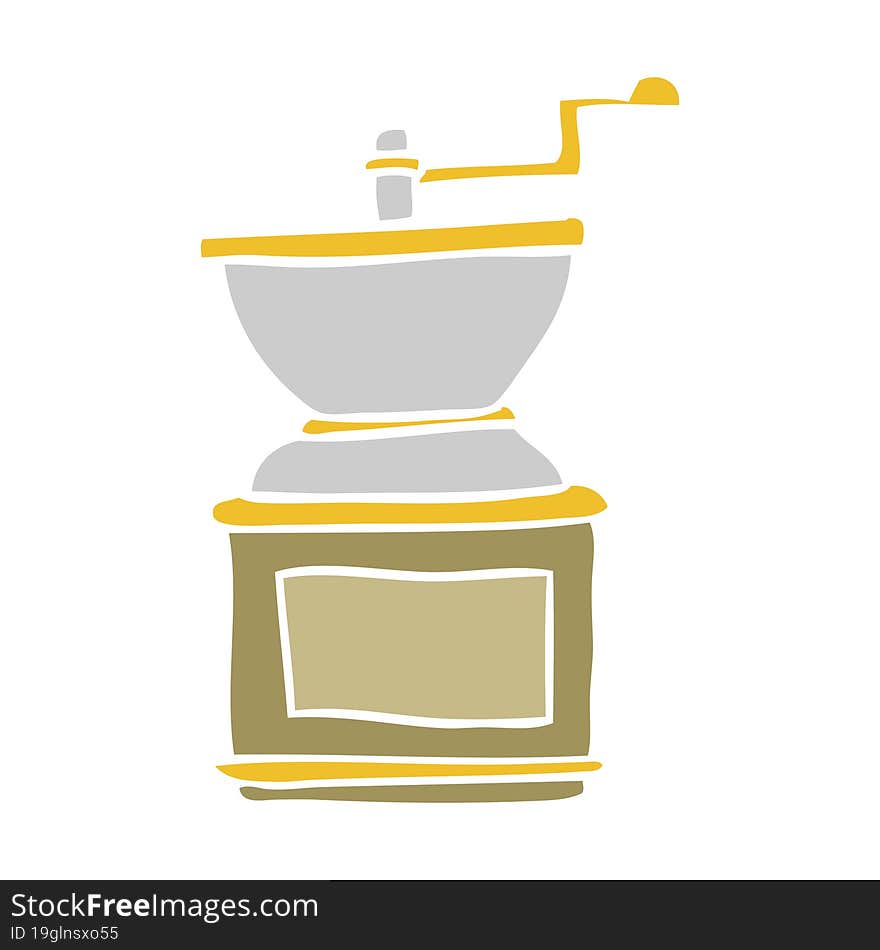 flat color illustration of coffee bean grinder. flat color illustration of coffee bean grinder